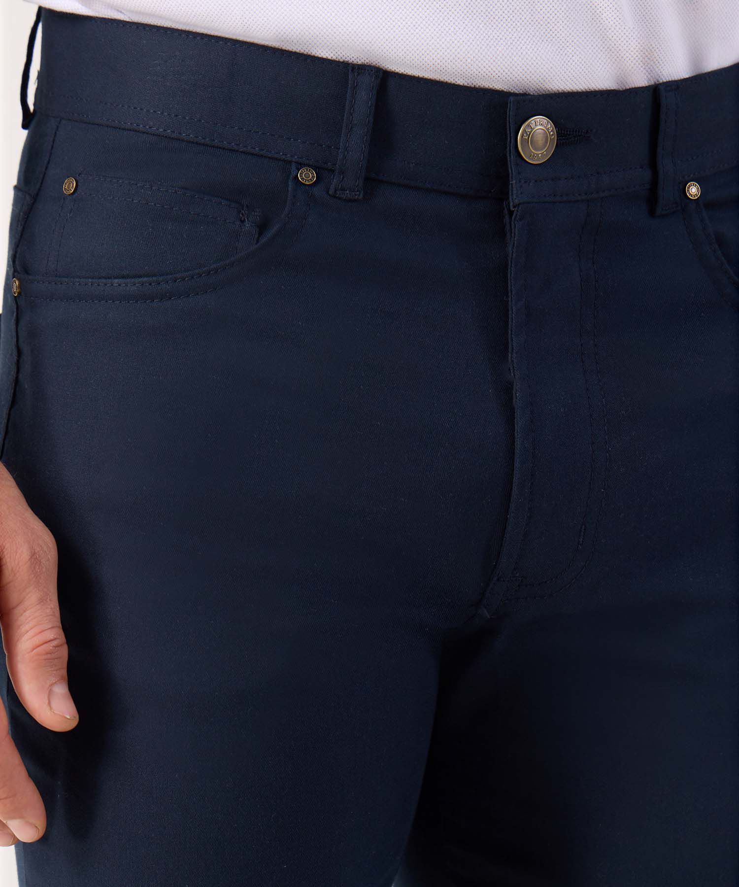 Pantal&oacute;n 5 Bolsillos Unicolor Con Silueta Slim Fit, C&iacute;trico Marinero